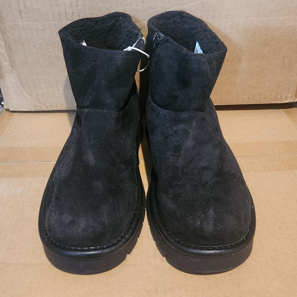 Cat & Jack Girls Black Suede Ankle Boots Side Zip Faux Fur Lined Size 5 NEW - Picture 2 of 4